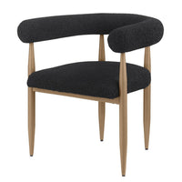 Noris Dining Chair Set of 2, C Shaped Back, Gold Bronze, Black Fabric -BM329117