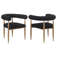 Noris Dining Chair Set of 2, C Shaped Back, Gold Bronze, Black Fabric -BM329117