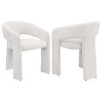 Dory Dining Side Chair Set of 2, Keyhole 3 Leg Design, White Boucle -BM329118