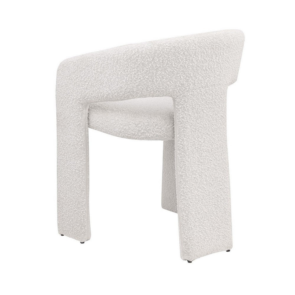 Dory Dining Side Chair Set of 2, Keyhole 3 Leg Design, White Boucle -BM329118