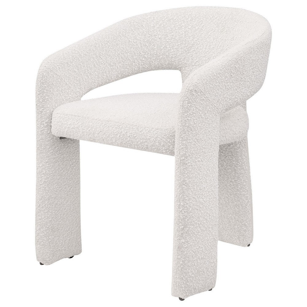 Dory Dining Side Chair Set of 2, Keyhole 3 Leg Design, White Boucle -BM329118