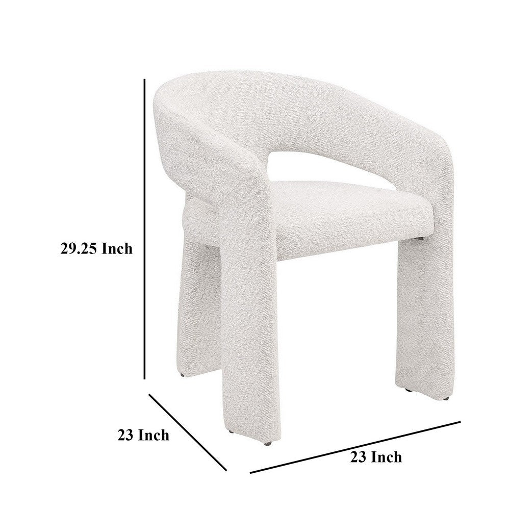 Dory Dining Side Chair Set of 2, Keyhole 3 Leg Design, White Boucle -BM329118