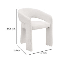 Dory Dining Side Chair Set of 2, Keyhole 3 Leg Design, White Boucle -BM329118