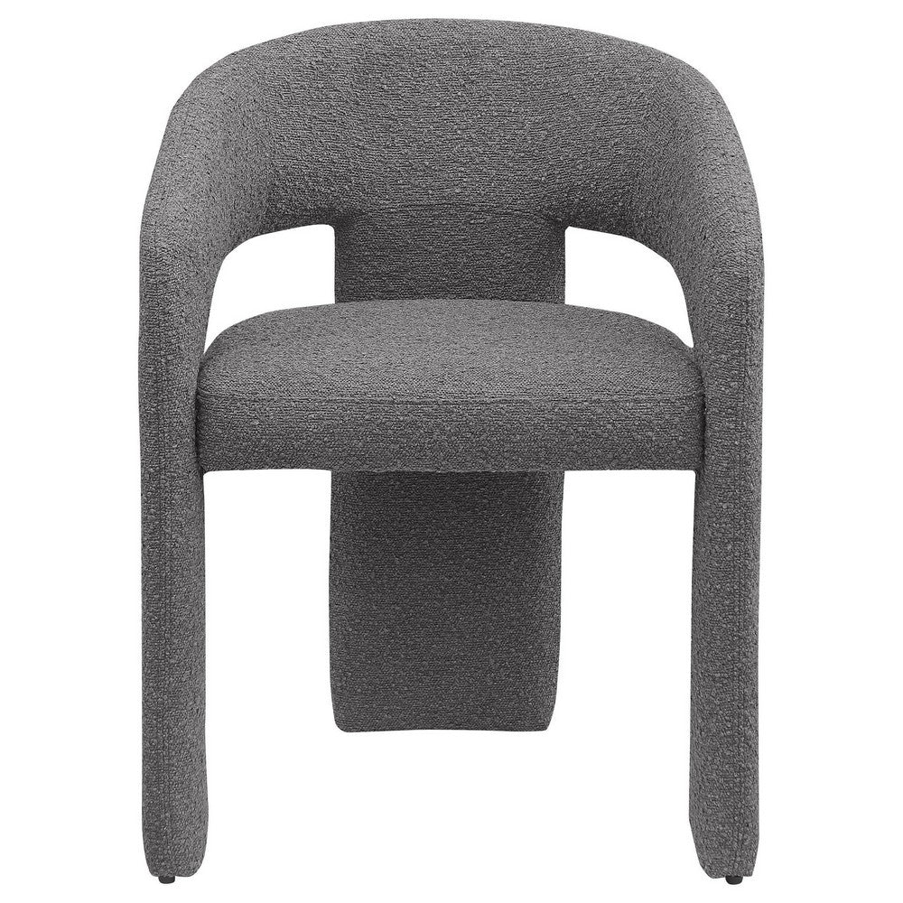Dory Dining Side Chair Set of 2, Keyhole and 3-Leg Design, Gray Boucle -BM329119