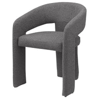 Dory Dining Side Chair Set of 2, Keyhole and 3-Leg Design, Gray Boucle -BM329119