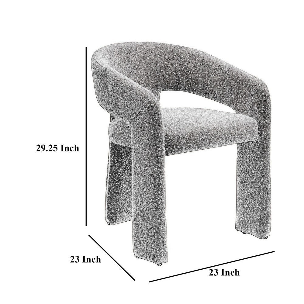 Dory Dining Side Chair Set of 2, Keyhole and 3-Leg Design, Gray Boucle -BM329119