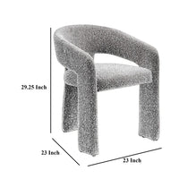 Dory Dining Side Chair Set of 2, Keyhole and 3-Leg Design, Gray Boucle -BM329119