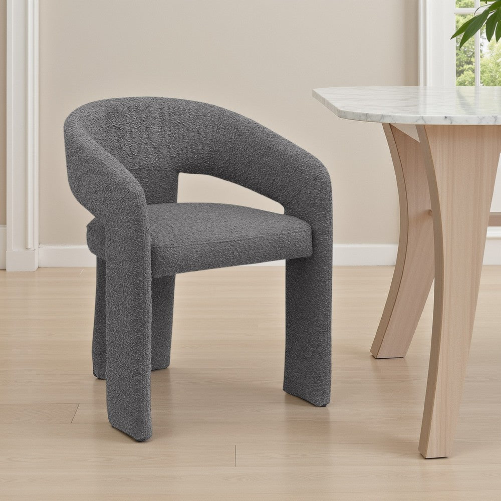 Dory Dining Side Chair Set of 2, Keyhole and 3-Leg Design, Gray Boucle -BM329119