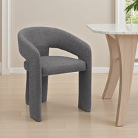 Dory Dining Side Chair Set of 2, Keyhole and 3-Leg Design, Gray Boucle -BM329119