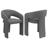 Dory Dining Side Chair Set of 2, Keyhole and 3-Leg Design, Gray Boucle -BM329119