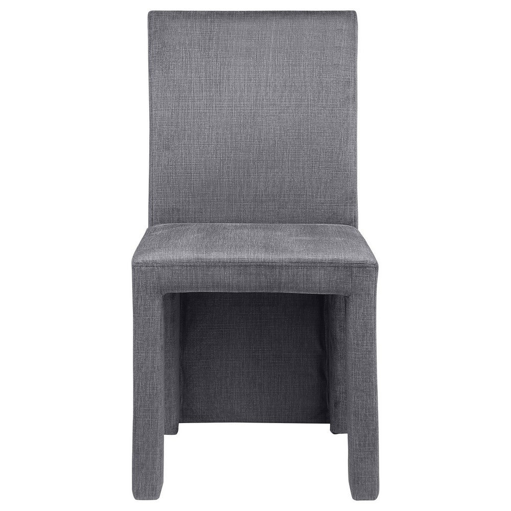 Orde Dining Side Chair Set of 2, Square Legs Panel Back, Gray Velvet -BM329120