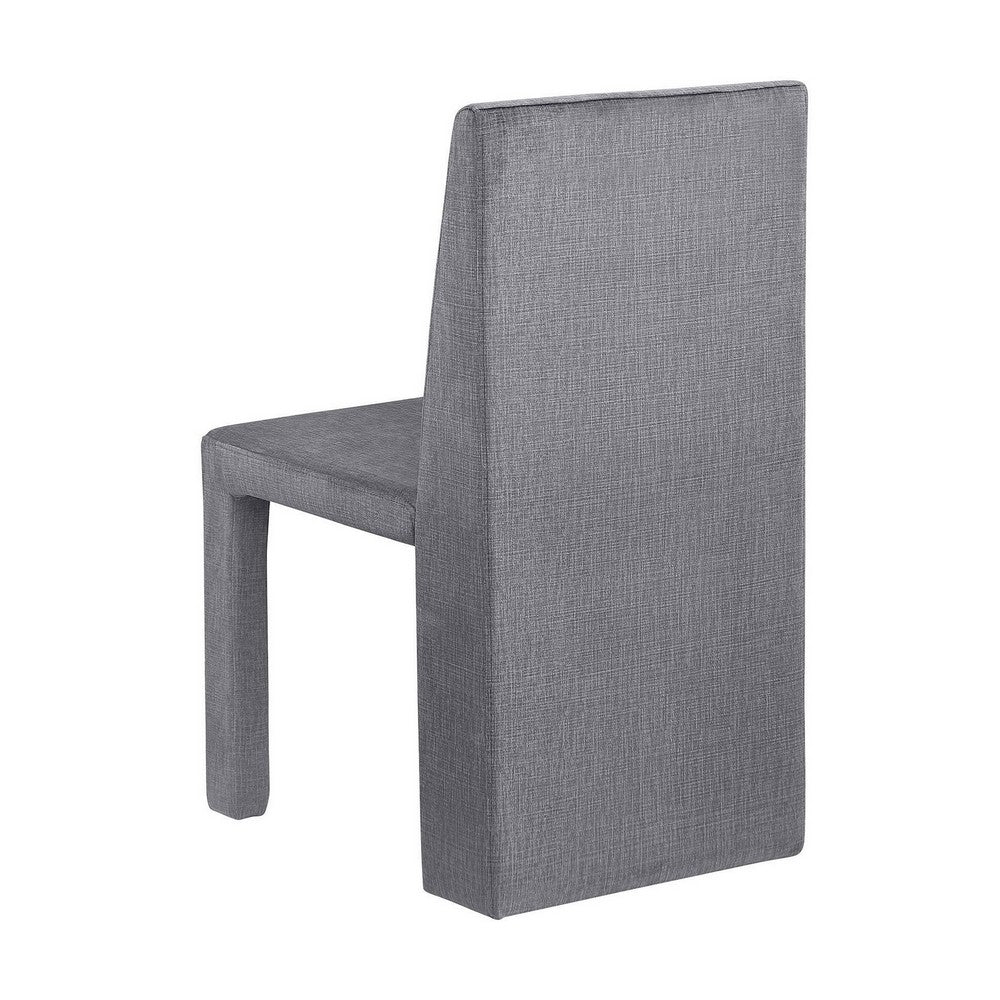 Orde Dining Side Chair Set of 2, Square Legs Panel Back, Gray Velvet -BM329120