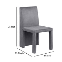 Orde Dining Side Chair Set of 2, Square Legs Panel Back, Gray Velvet -BM329120