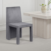 Orde Dining Side Chair Set of 2, Square Legs Panel Back, Gray Velvet -BM329120