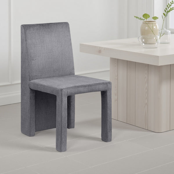 Orde Dining Side Chair Set of 2, Square Legs Panel Back, Gray Velvet -BM329120