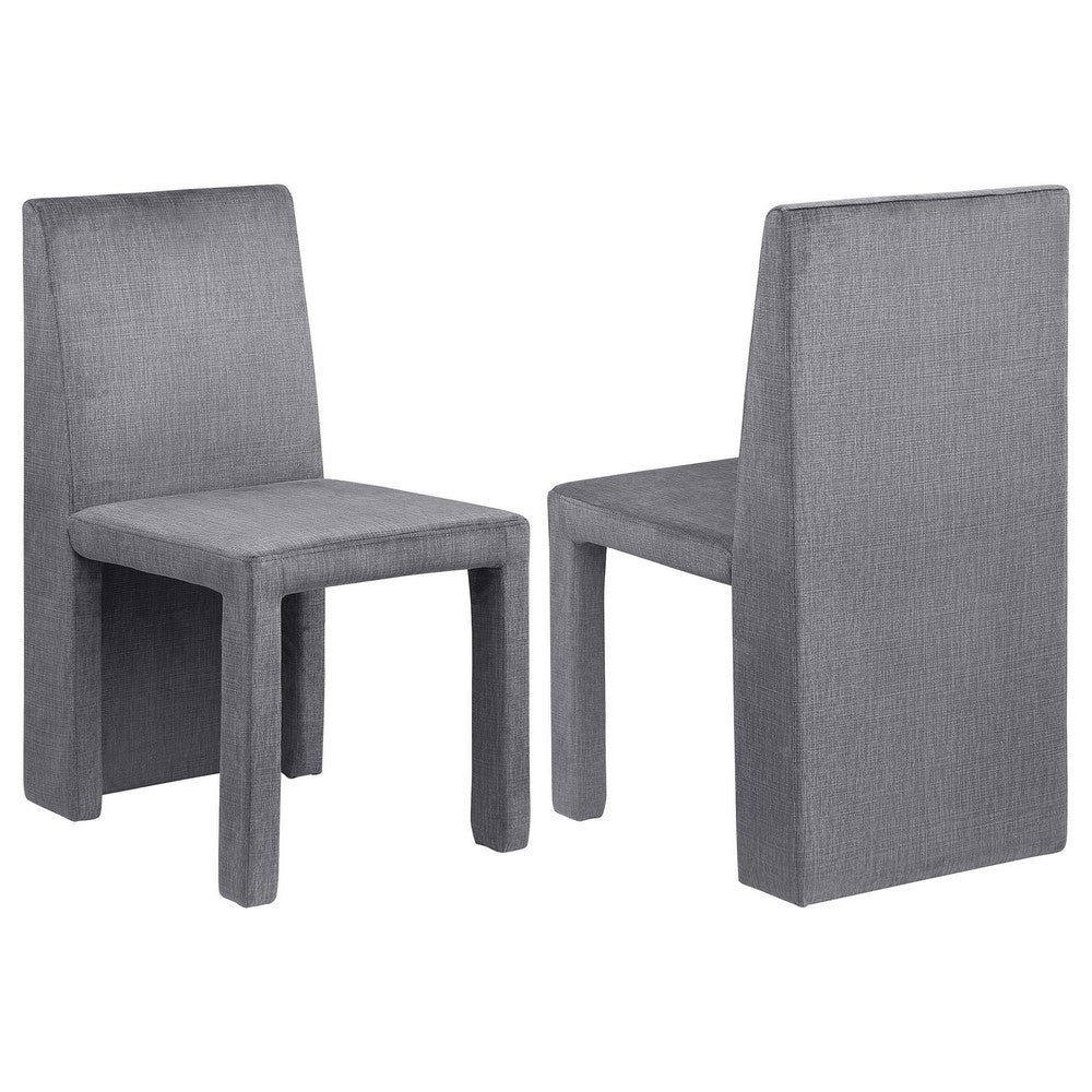 Orde Dining Side Chair Set of 2, Square Legs Panel Back, Gray Velvet -BM329120