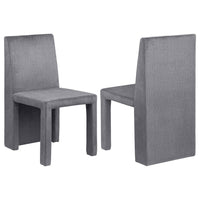 Orde Dining Side Chair Set of 2, Square Legs Panel Back, Gray Velvet -BM329120