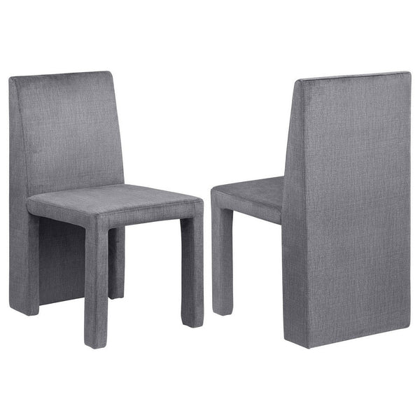 Orde Dining Side Chair Set of 2, Square Legs Panel Back, Gray Velvet -BM329120