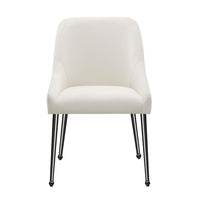 Maya Dining Side Chair Set of 2, Slope Arms, Black Metal, Ivory Velvet -BM329122