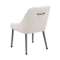 Maya Dining Side Chair Set of 2, Slope Arms, Black Metal, Ivory Velvet -BM329122