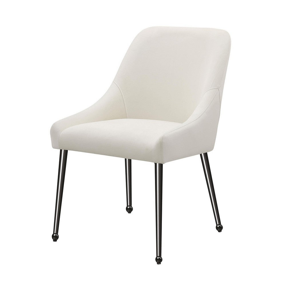 Maya Dining Side Chair Set of 2, Slope Arms, Black Metal, Ivory Velvet -BM329122