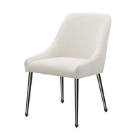 Maya Dining Side Chair Set of 2, Slope Arms, Black Metal, Ivory Velvet -BM329122