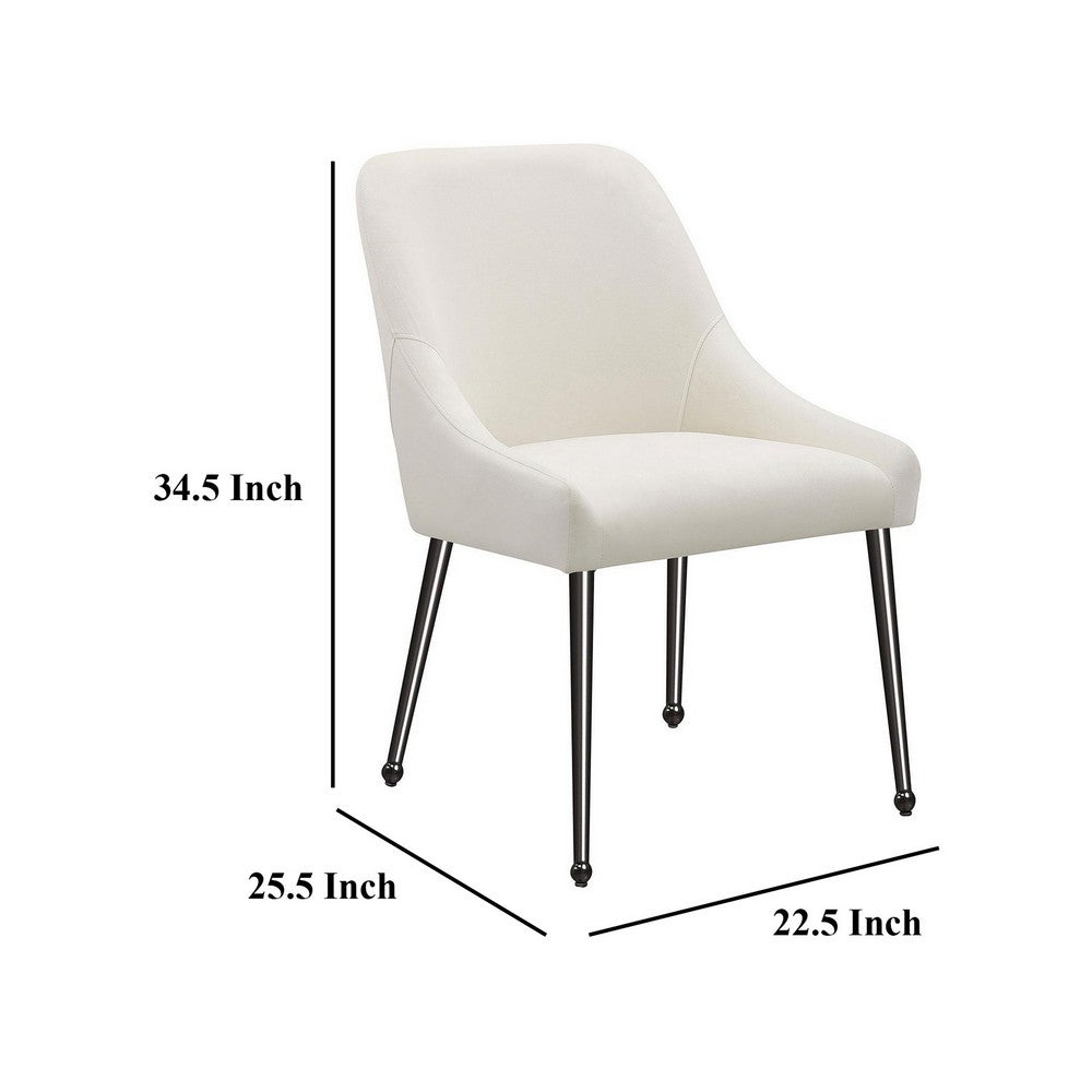 Maya Dining Side Chair Set of 2, Slope Arms, Black Metal, Ivory Velvet -BM329122