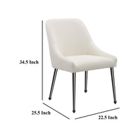 Maya Dining Side Chair Set of 2, Slope Arms, Black Metal, Ivory Velvet -BM329122