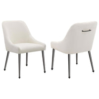 Maya Dining Side Chair Set of 2, Slope Arms, Black Metal, Ivory Velvet -BM329122