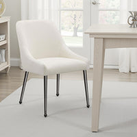 Maya Dining Side Chair Set of 2, Slope Arms, Black Metal, Ivory Velvet -BM329122