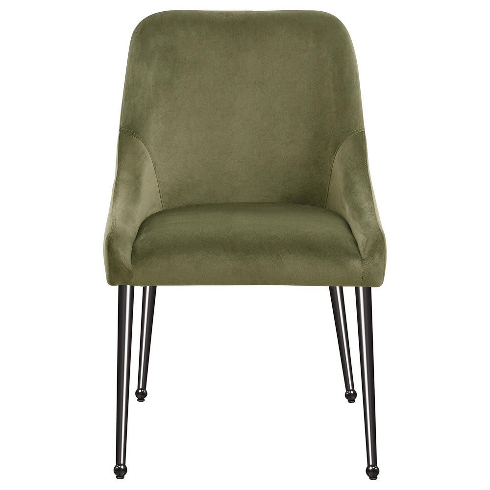 Maya Dining Side Chair Set of 2, Slope Arms, Black Metal, Green Velvet -BM329123