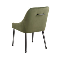 Maya Dining Side Chair Set of 2, Slope Arms, Black Metal, Green Velvet -BM329123