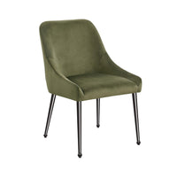 Maya Dining Side Chair Set of 2, Slope Arms, Black Metal, Green Velvet -BM329123
