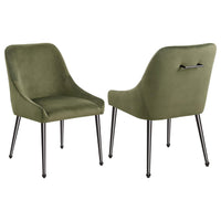 Maya Dining Side Chair Set of 2, Slope Arms, Black Metal, Green Velvet -BM329123