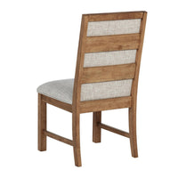 Rune Dining Side Chair Set of 2, Brown Asian Hardwood, Beige Fabric -BM329130