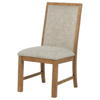Rune Dining Side Chair Set of 2, Brown Asian Hardwood, Beige Fabric -BM329130