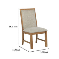 Rune Dining Side Chair Set of 2, Brown Asian Hardwood, Beige Fabric -BM329130