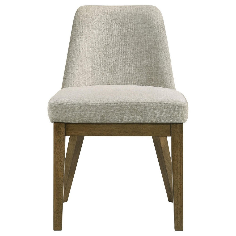 Givy Dining Armless Chair Set of 2, Tapered Legs, Oak Brown Wood, Tan -BM329132