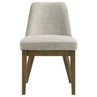 Givy Dining Armless Chair Set of 2, Tapered Legs, Oak Brown Wood, Tan -BM329132