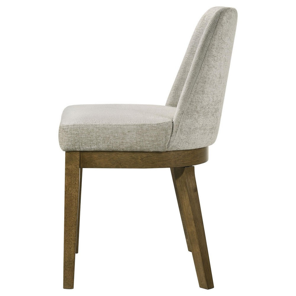 Givy Dining Armless Chair Set of 2, Tapered Legs, Oak Brown Wood, Tan -BM329132