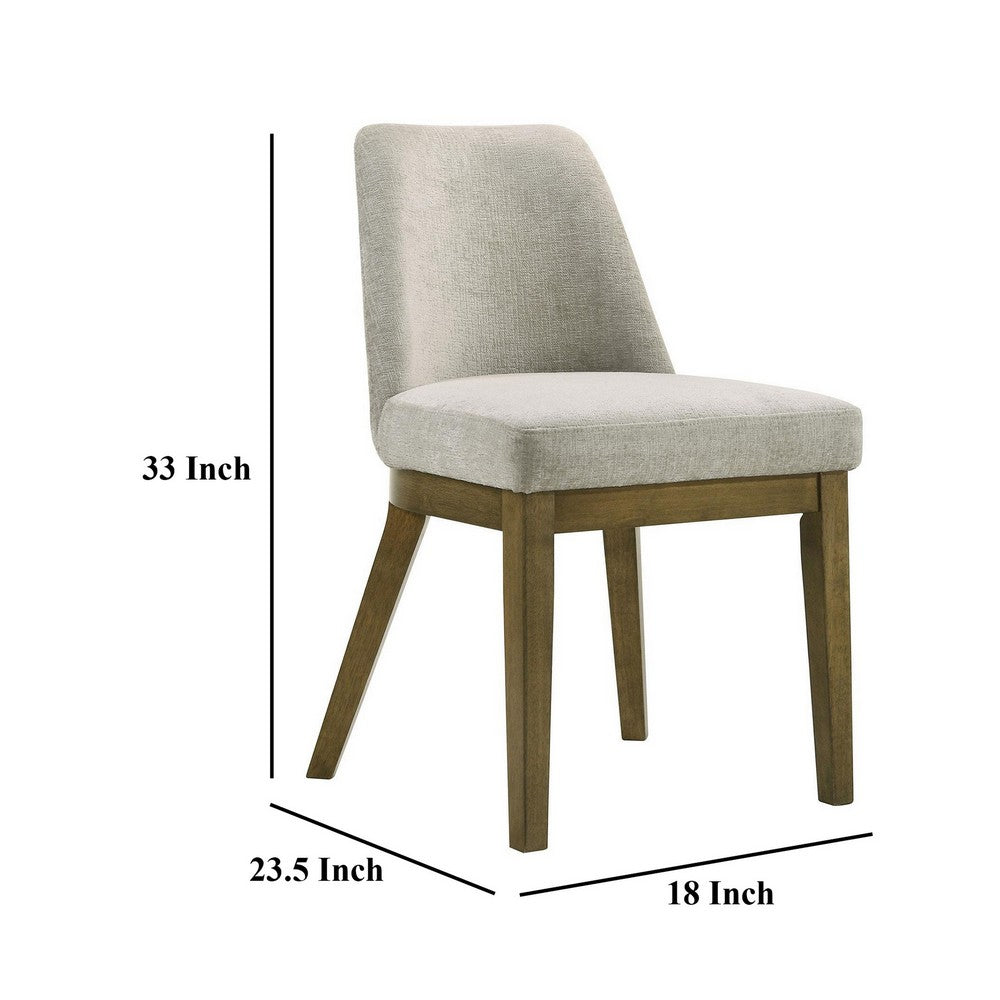 Givy Dining Armless Chair Set of 2, Tapered Legs, Oak Brown Wood, Tan -BM329132