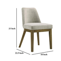 Givy Dining Armless Chair Set of 2, Tapered Legs, Oak Brown Wood, Tan -BM329132