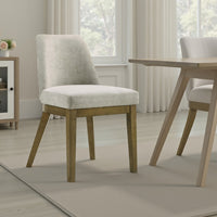 Givy Dining Armless Chair Set of 2, Tapered Legs, Oak Brown Wood, Tan -BM329132