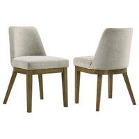 Givy Dining Armless Chair Set of 2, Tapered Legs, Oak Brown Wood, Tan -BM329132