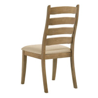 Danie Dining Side Chair Set of 2, Ladderback, Brown Wood, Beige Fabric -BM329135