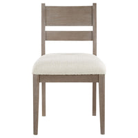 Elia Dining Side Chair Set of 2, Ladderback, Gray Wood, Cream Fabric -BM329137
