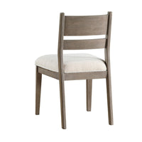 Elia Dining Side Chair Set of 2, Ladderback, Gray Wood, Cream Fabric -BM329137