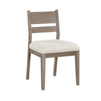 Elia Dining Side Chair Set of 2, Ladderback, Gray Wood, Cream Fabric -BM329137
