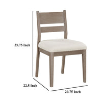 Elia Dining Side Chair Set of 2, Ladderback, Gray Wood, Cream Fabric -BM329137