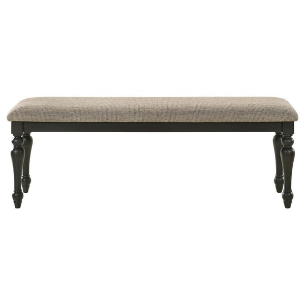 Brad Dining Bench, Turned Legs, Charcoal Gray Wood, Brown, 54 Inch -BM329140